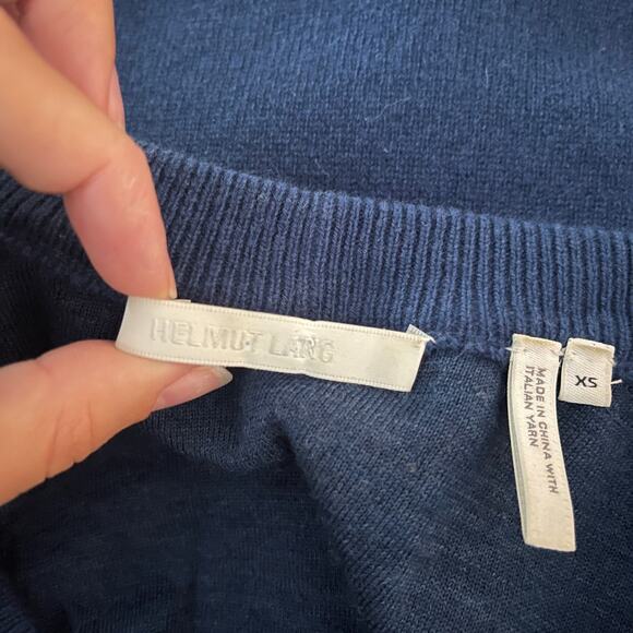 HELMUT LANG Oversized Distressed Wool Sweater Blue XS - Picture 10 of 11